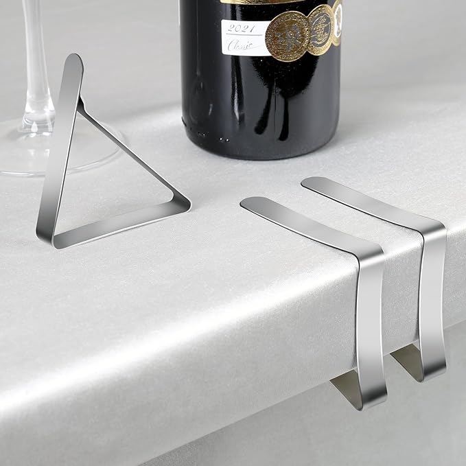 Tablecloth Clips & Clamps 12 Pack - Stainless Steel Table Cloth Holders for Outdoor Picnic, Restaurants, Weddings, Folding Tables