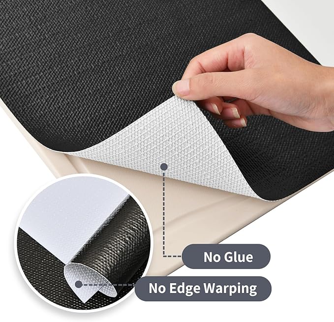 Shelf Liners for Kitchen Cabinets 17in x 20FT, Non Adhesive Drawer Liner Pure Black Thickened Shelf Liner Non-Slip Easy to Clean for Tool Box Refrigerator with Knife and Tape Measure