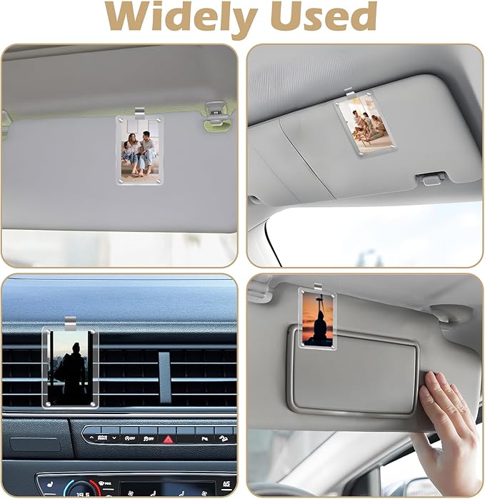 4Pcs Acrylic Magnetic Personalized Photo Holder, Car Accessories Car Photo Holder Car Visor Clip, Personalized Car Picture Frame, Suitable for Adding Family or Personal Photos