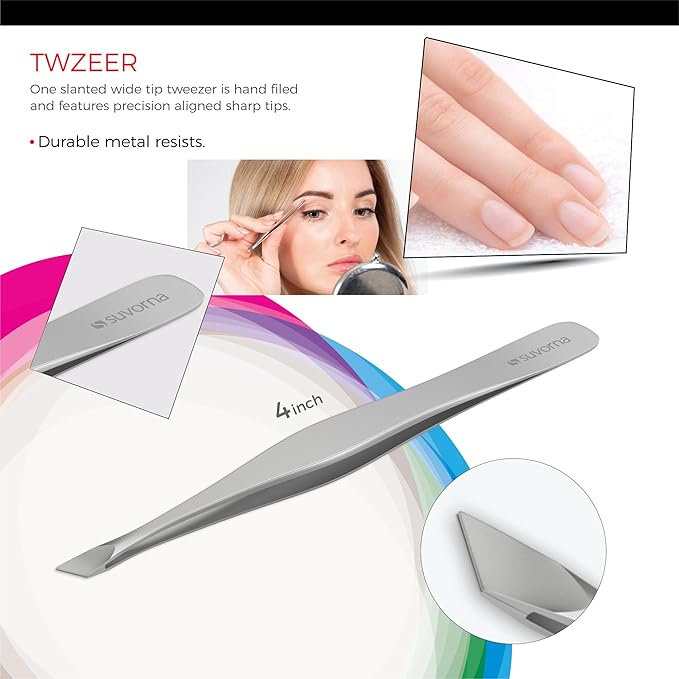 Suvorna Manicure Kit for Women with Nail Clippers, Nail Scissors, Cuticle Pusher, Nail File & Tweezer - Made with Stainless Steel - Professional Nail kit for Adults, Seniors, Women, and Men. (5 Pcs)