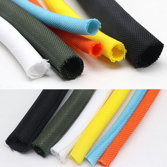 1-3/16 inch Split Braided Cable Management Sleeve for USB Cable Power Cord Audio Video Cable, Wire Loom Cord Protector from Cat Dog Chewing (Orange, 10FT)