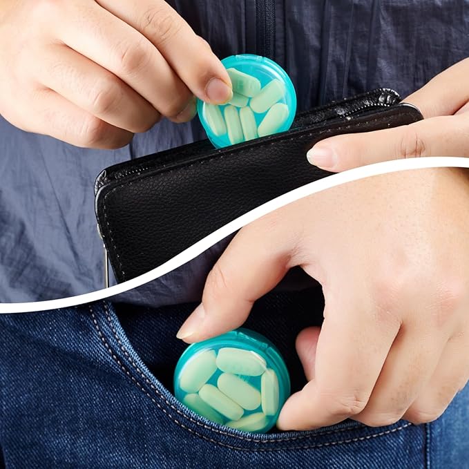 Small Pill Case for Purse Pocket (6 Pack), Double-Layer Pill Box, Portable Medicine Organizer Travel Pillbox, Cute Pill Container Holder,Multifunctional Mini Storage Box (Green)