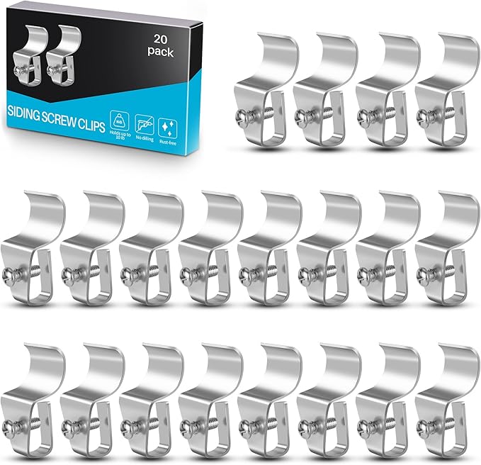 Antimbee Vinyl Siding Clips,20-Pack No-Hole Outdoor Camera Mount,Vinyl Siding Hanger for Blink, Arlo, Ring, No-Damage, No Drilling, Weatherproof-304 Stainless Steel Home Siding Hooks - New Upgrade