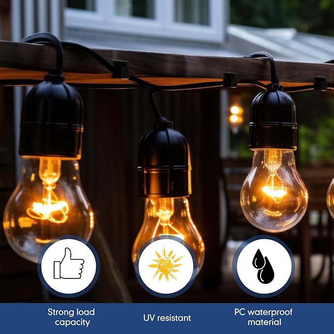 200 Pcs Outdoor Light Clips Adhesive Cable Clips for Christmas Outdoor String Lights with Adhesive Strips Patio Decor for Wall Wire Holder for Hanging Cable Management Cord Organizer (Black)