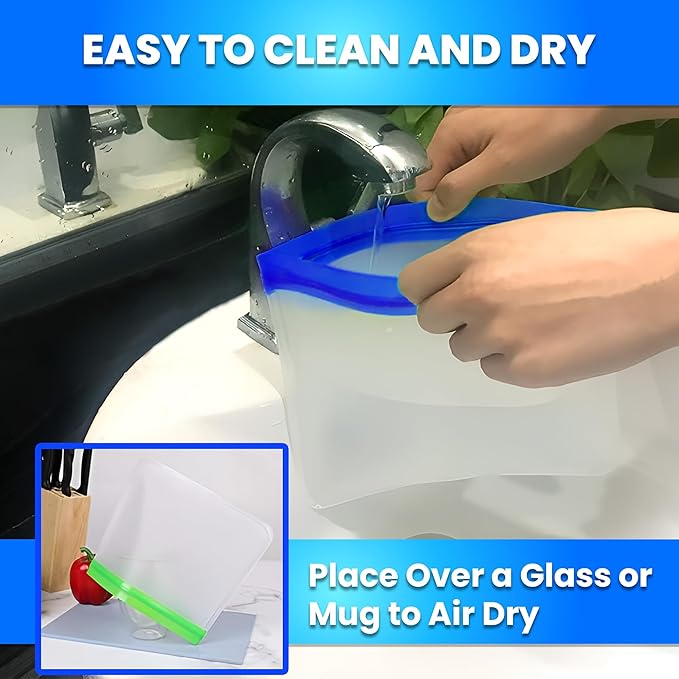 24-Pack Reusable Silicone Food Storage Bags – BPA-Free, Leakproof Ziplock Set | Includes 8 Small, 8 Medium & 8 Large | Freezer-Safe & Eco-Friendly for Kitchen, Meal Prep & Travel