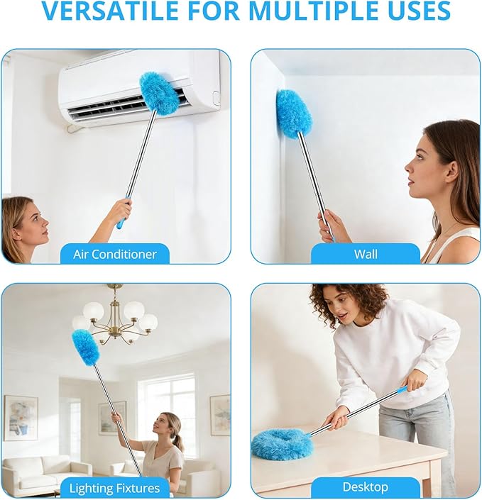SetSail Ceiling Fan Cleaner Duster, Microfiber Ceiling Fan Duster with Extension Pole 13 to 47 Inch Washable Ceiling Fan Blade Dusters for Cleaning