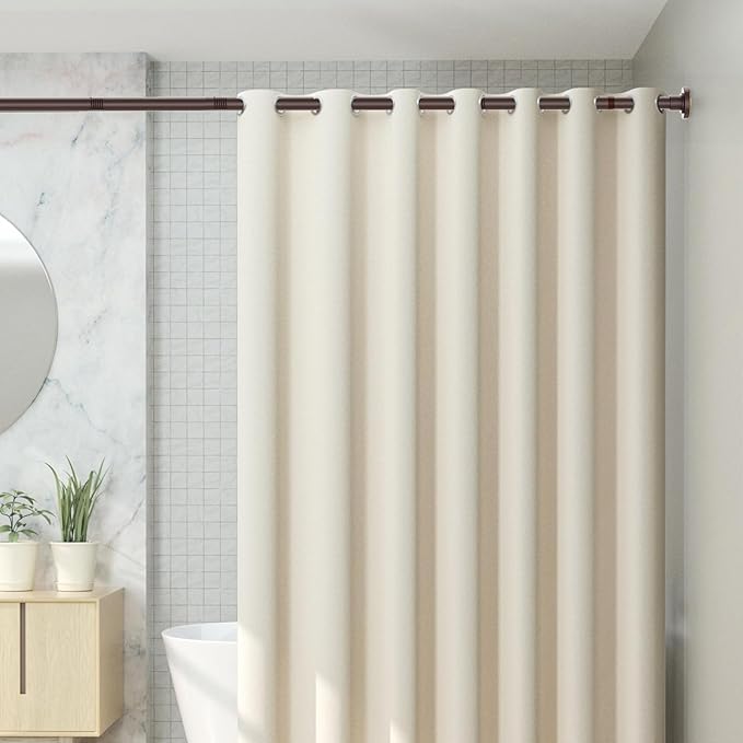 CorkLatta Bronze Shower Curtain Rod 31 to 92 Inch,1 Inch Diameter Adjustable Spring Tension Stainless Steel Telescoping Rod,Easy Install,No Rust