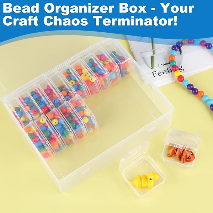 Bead Organizer Box, 60 Pcs Small Clear Plastic Storage Containers with Hinged Lid, Mini Craft Boxes for Beads, Jewelry Making, Diamond Painting, Nail Art, Screws and Small Parts Organization
