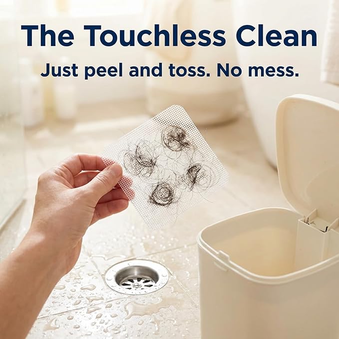 100 Pack Square Disposable Shower Drain Hair Catcher Stickers - Waterproof Drain Covers for Bathroom Floor, Sink & Bathtub, Easy-Peel Drain Hair Trap for Clog Prevention & Hygiene