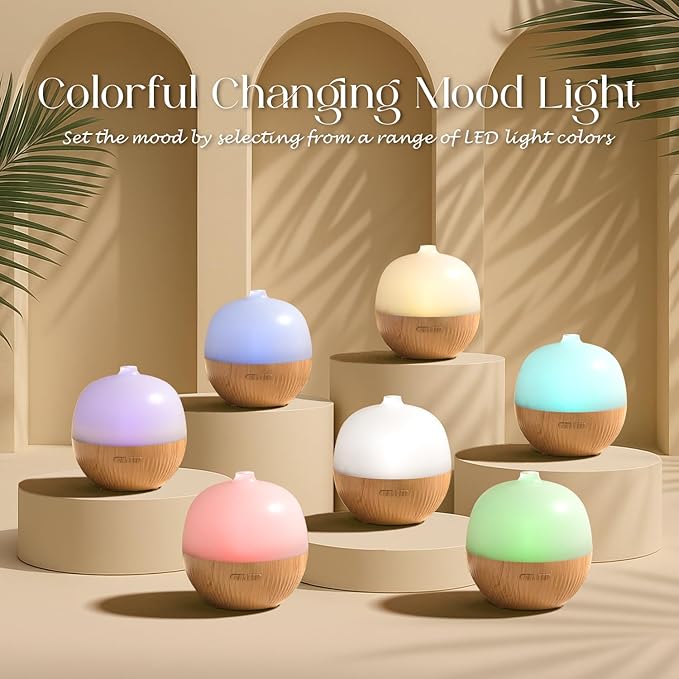 ARVIDSSON Essential Oil Diffuser, 100ml Small Aromatherapy Diffuser with Mood Light, Ultrasonic Oil Diffusers for Home, Mini Diffuser for Essential Oils, Gift for Women