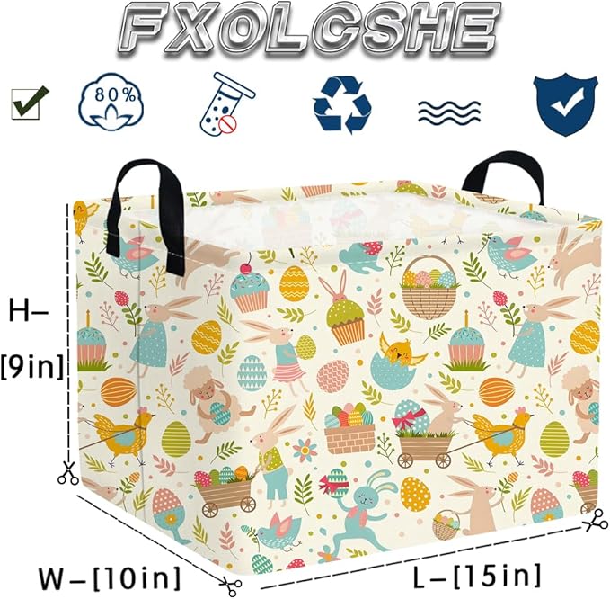 Rectangular Cute Easter basket,Easter basket empty,Storage Basket for baby Bedroom,Toy Gift Organizerm,Kids Storage Bin,Gift baskets,Easters Home Decor(Cute Easter eggs)