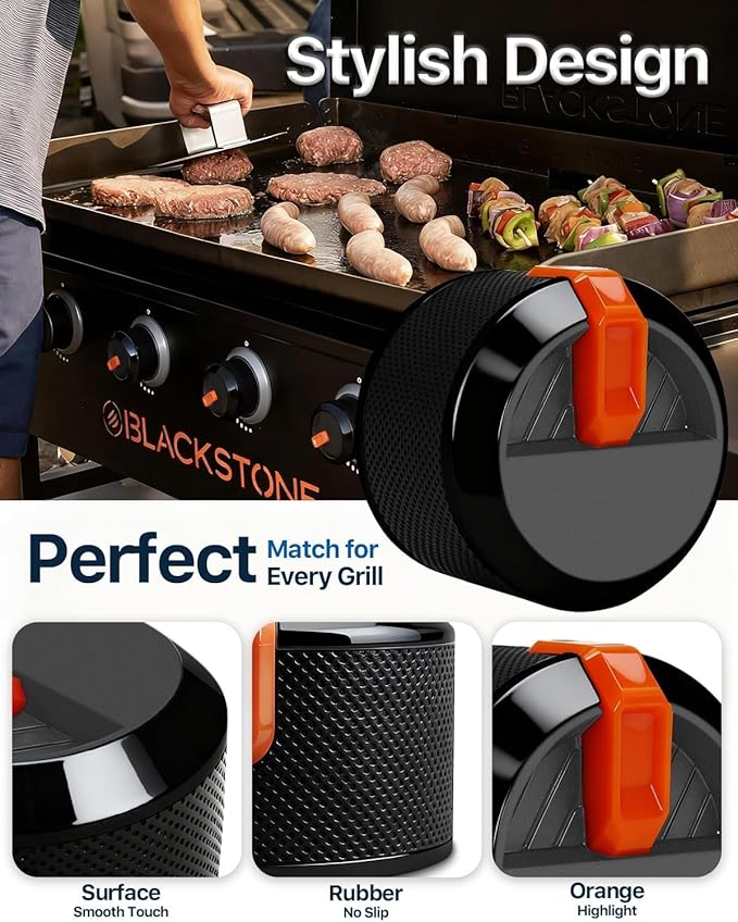 2 Pack Gas Griddle Knobs Replacement for Blackstone 17" 22" 28" 36" Griddle, Upgraded Grill Accessories for Blackstone Parts, Black
