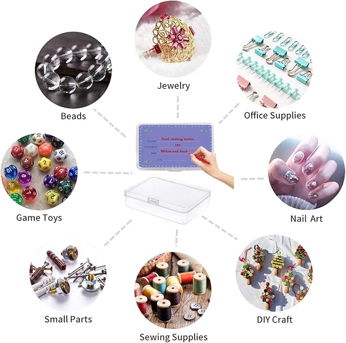 6 Pcs Small Plastic Containers with Lids & Labels, 3.8"x2.6"x1" Mini Storage Containers, Clear Rectangle Box Organizer for Beads, Jewelry, Crafts, Game Pieces, Small Item Storage