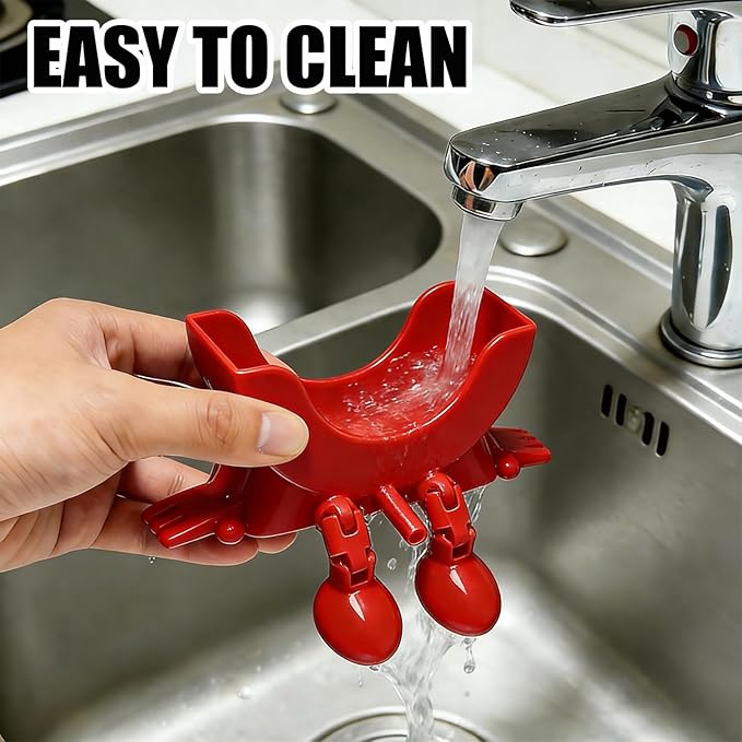 Cute Hanging Sponge Holder with Drainage, 3D Printed Kitchen Funny Sponge Stand for Sink, with Non-Slip Pads, Suitable for Scrub Daddy Holder, Keeps Your Sponge Dry and Smiling (Red)