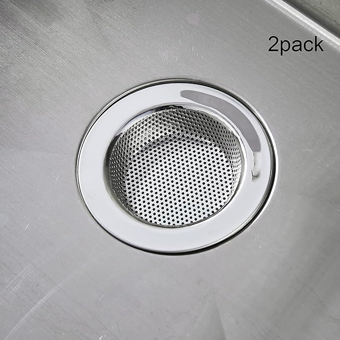 LASSHSWA Kitchen Sink Strainer Stainless Steel, Kitchen Sink Drain Strainer, Sink Strainers for Kitchen Sinks with Large Wide Rim 4.5" Diameter (4 Pack)