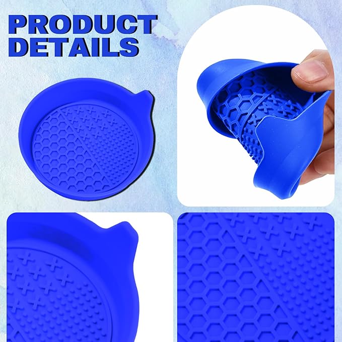 4PCS Car Cup Holder Coaster, Silicone Non-Slip Vehicle Insert Water Bottle Mat, Universal Insulation Drink Cup Pad Decor for SUV/Sedan/Truck, Automotive Interior Accessories (Blue)