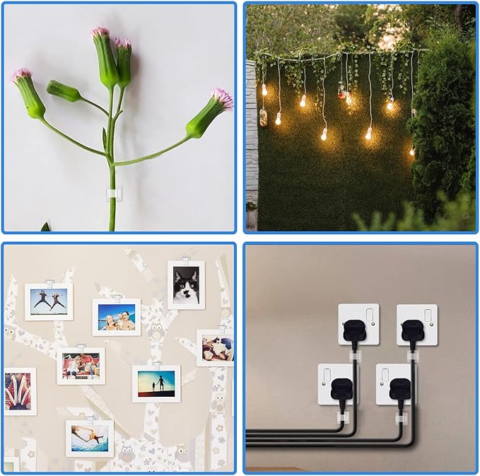 80 PCS Adhesive Cable Clips Christmas Clear Light Strip Mounting Clips Led Light Wire Holder Cable Clamp Organizer for Desk Outdoor Wall Cable