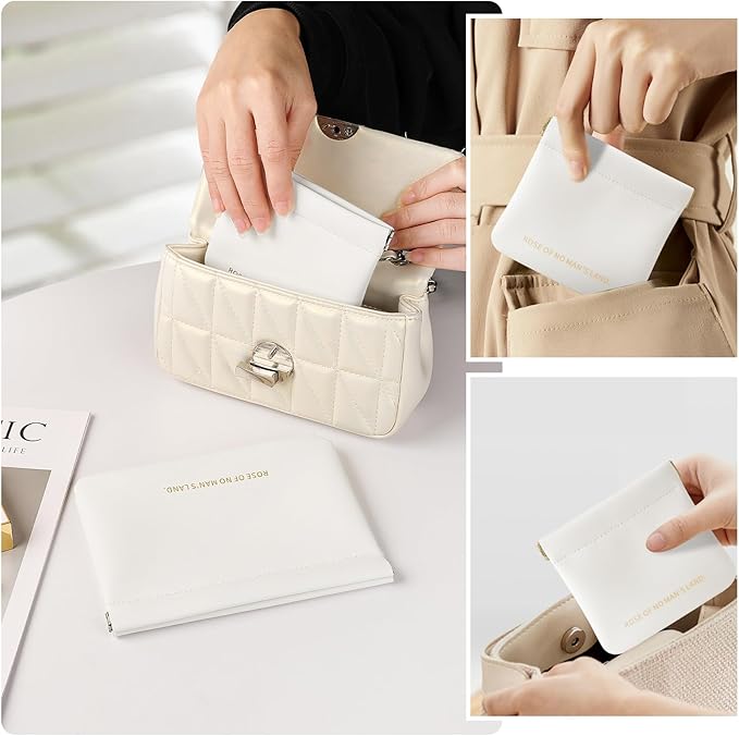 2pcs Small Pouches for Purse, Self-closing Mini Makeup Bag, Organosilicon Super Fiber Leather Coin Purse for Women Travel Pouch Small Cosmetic Bag| Lipstick, Jewelry, Change, Card (Cream)