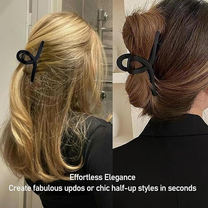 4.3 Inch Hair Claw Clips Large 4 Inch No Slip Big Black Matte Jaw Clip for Thin Fine and Medium Thick Hair Women, 4 Pack