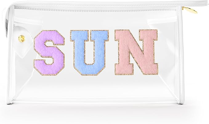 Embla Makeup and Lotion Bag - Waterproof Makeup and Sunscreen Pouch for Travel, Beach, Pool - Clear Zipper Pouch for Sunscreen and Cosmetics Storage, Durable Make Up Organizer for Beach Bag Essentials