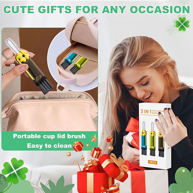 3 in 1 Cup Lid Cleaning Brush, Multifunctional Gap Cleaning Brush, Home Kitchen Crevice Brush, Portable Bottle Cleaner Brush for Cleaning Tight Spaces, Bottle Gaps, Travel Mug Caps(3 PCS)