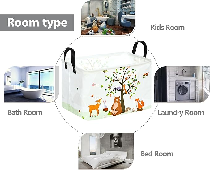 Rec Animals Print Box Hamper Storage Basket Collapsible Organizer Bin Gift Shelf Baskets for Home and Kitchen Storage