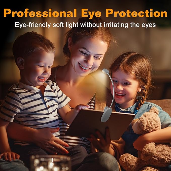 2 Packs Rechargeable Book Reading Light - Adjustable Brightness, 3 Color Temperatures, 30+ Hours Runtime - Eye Care 10 LED Lamp for Reading for Bed,Back to School Gift for Student-White & Black