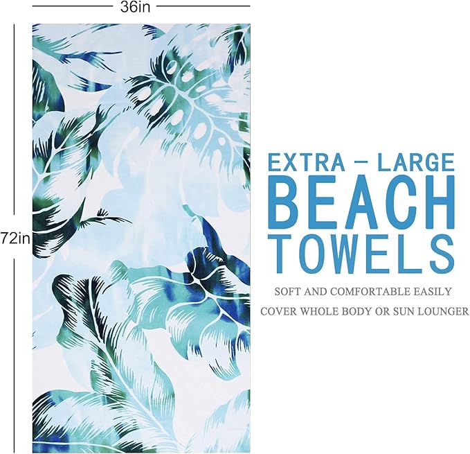 Genovega 2 Packs Lightweight Beach Towel, 60 x 30 in Clearance Pool Swim Bath Yoga Travel Soft Towels Blanket Bulk for Adult Women Men Camping Cruise Lounge Chair Cover Gift Palm Flamingo