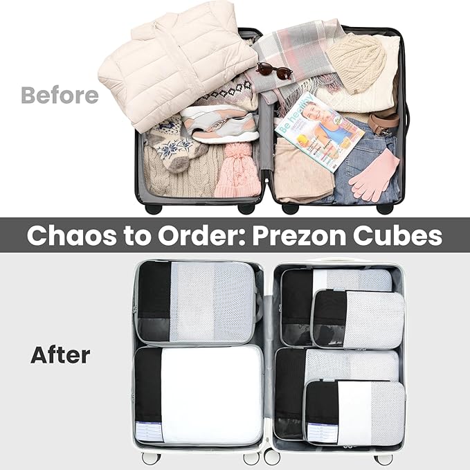 8 Set/6 Set/4 Set Compression Packing Cubes for Travel, Lightweight Vacation Travel Essentials, Travel Accessories for Suitcase Organizer Bags Set, Durable Luggage Organizer