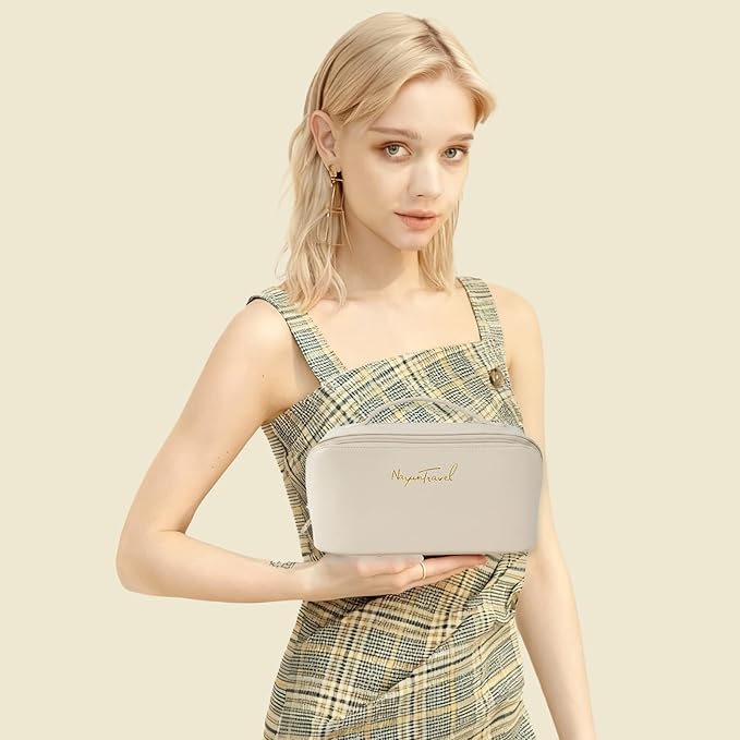 Travel Makeup Bag,Large Capacity Cosmetic Bags for Women,Waterproof Portable Pouch Open Flat Toiletry Bag Pattern Makeup Bag