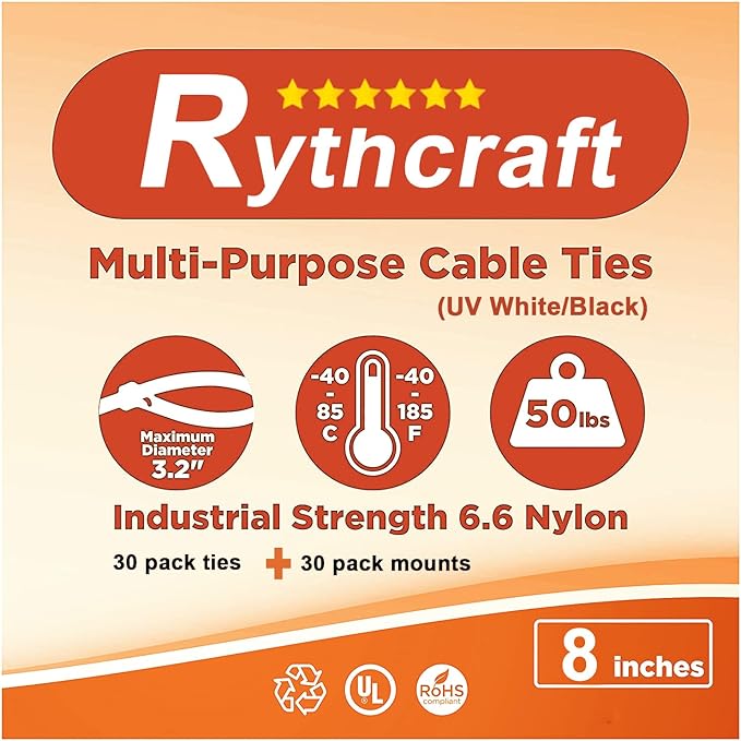 30 Pack 2 inch Zip Tie Adhesive Mounts Self Adhesive Cable Tie Base Holders with Multi-Purpose Tie wire clips with screw hole,Anchor stick on wire holder with 8 inch zip ties(White)