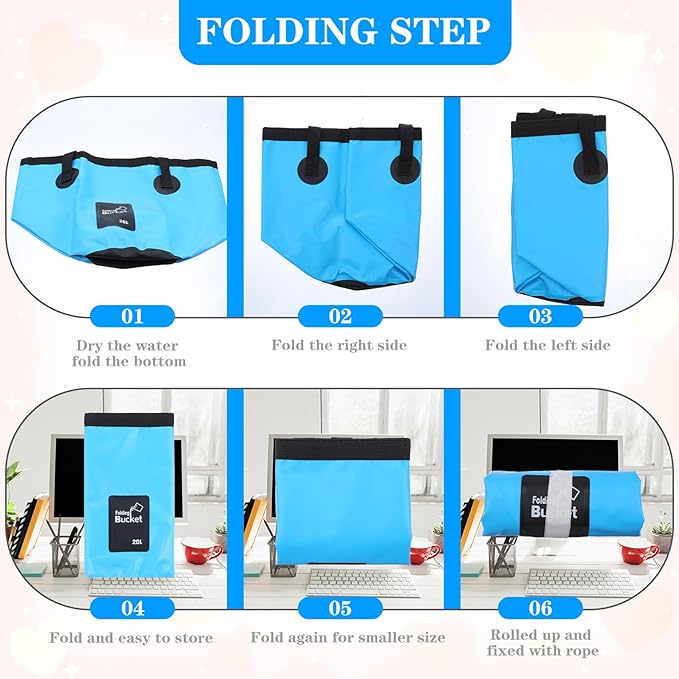 3 Pcs 5 Gallon Bucket Collapsible Foldable Bucket with Handle 20L Outdoor Water Buckets Collapsible for Camping Fishing Hiking to Hold Water Folding Container Carry Bag Lightweight