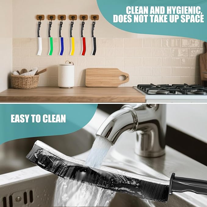 6Pcs Crevice Cleaning Brushes for Household Use, Grout Cleaner Brush, Hard Bristle Groove, Gap Cleaning Tool, Suitable for Hard-to-Reach Regional Spaces(Thick)