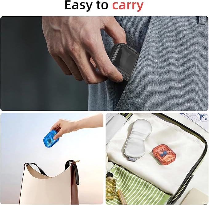 3 Pack Travel Mini Pill Organizer, 3 Compartments Portable Small Pill Case, Mini Small Pill Box to Hold Vitamins, Portable Pill Container for Pocket Purse Medicine Organizer