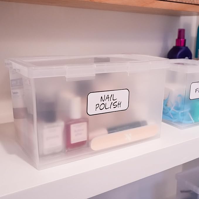 Bostitch Konnect Storage Containers with Lids, Organizer, Clear Plastic Box, Stackable Nesting Bins, Large, 2 Pack