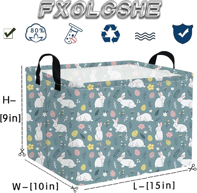 Rectangular Easter basket,Easter basket empty,Kids Storage Baskets for kids Bedroom,Gift bin,Kids Storage Bin,Easters gift baskets,Kids home Decor(Cute rabbit Easter egg)