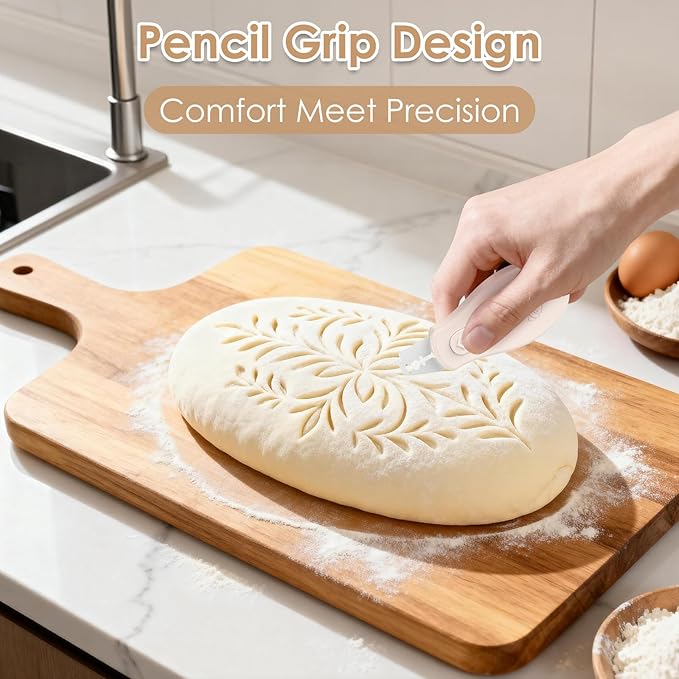 Bread Lame Sourdough Scoring Tool, Extractable & Magnetic Bread Scoring Tool, Scoring Knife for Bread Baking, Bread Razor for Homemade Bread, Sourdough Scorer Tool, Includes 5 Razor Blades-Beige