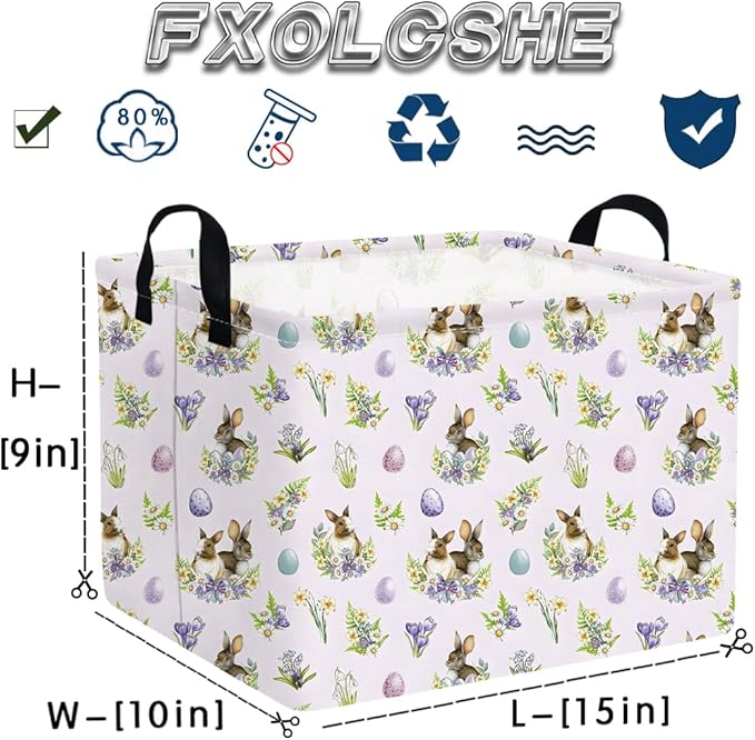 Rectangular Cute Easter basket,Easter basket empty,Storage Basket for baby Bedroom,Toy Gift Organizerm,Kids Storage Bin,Gift baskets,Easters Home Decor(Purple Easter egg)