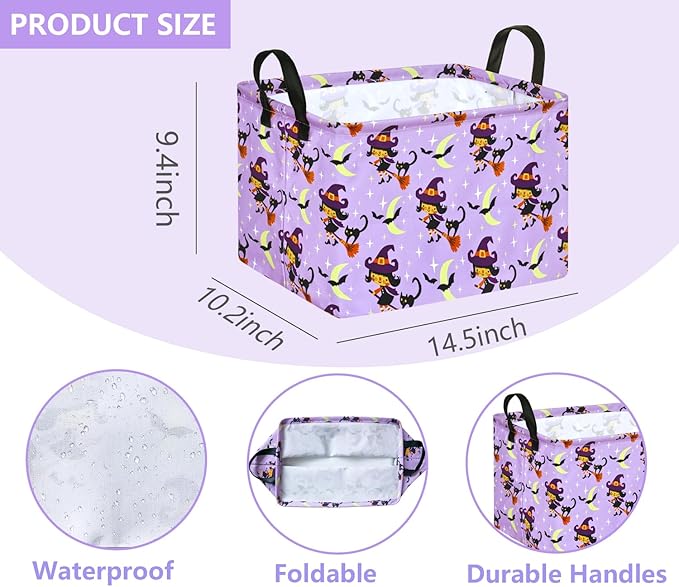 KUNRO Pumpkin Pattern Storage Basket Gift Shelf Basket Storage Bin, Nursery Basket Organizer Box for With Handles for Room Deco