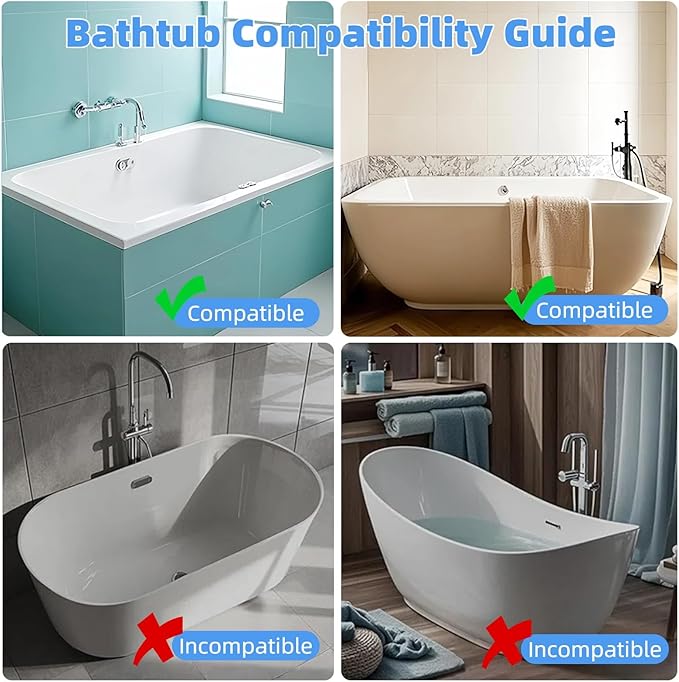 2.62FT Bathtub Splash Guard with Strong Suction Cups, Silicone Toy Tray Caddy Holder Storage for Kids, Water Leak & Splash-Proof, Suitable for Kitchen Sinks and Bathroom bathtubs(Grey)