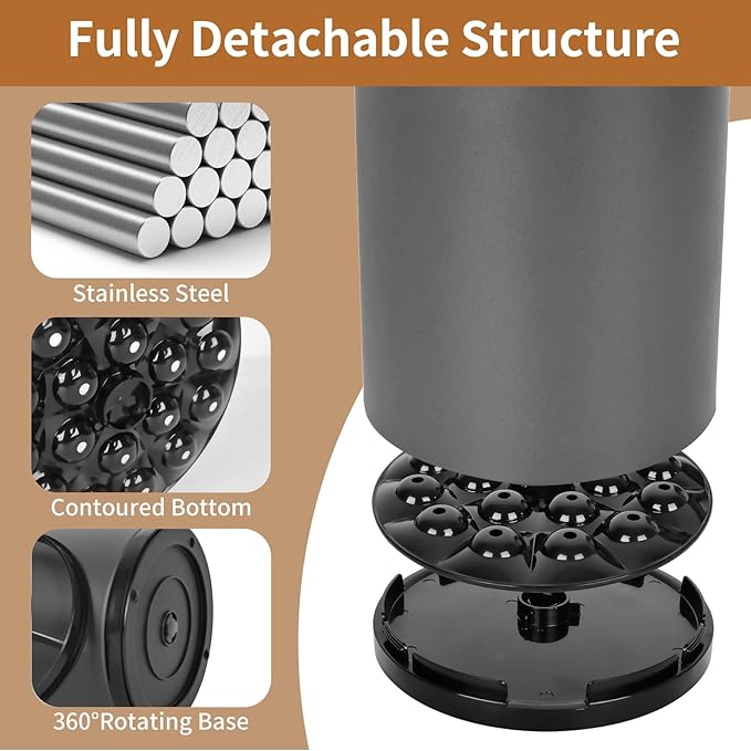 Extra Large Kitchen Utensil Holder - 360° Rotating Stainless Steel Cooking Utensil Holder for Countertop, 3 Compartment Flatware Organizer & Utensil Caddy with Removable Base (Grey)