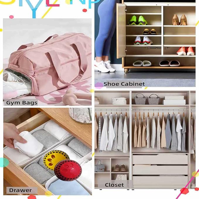 Shoe Deodorizer Balls for Sneaker, Fresh Cologne Scent, Essential Oil Sneaker Deodorizer Ball, Small Spaces Odor Eliminator Air Freshener for Shoes, Gym Bags, Drawers and Locker (Cologne)