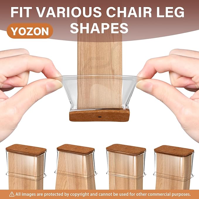Chair Leg Floor Protectors Rectangle Chair Leg Protectors for Hardwood Floors Silicone Caps Felt Furniture Pads Covers Anti-Scratch Reduce Noise 16 Pack Clear Fit:L 1.12"-1.5",W 0.75"-1"