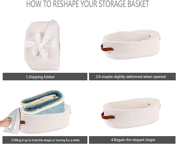 2 Pack Woven Storage Basket for Toilet Tank Top,Farmhouse Home Decor Organizing Baskets for Bathroom,Table and Counter 13"x5.9"x4" White