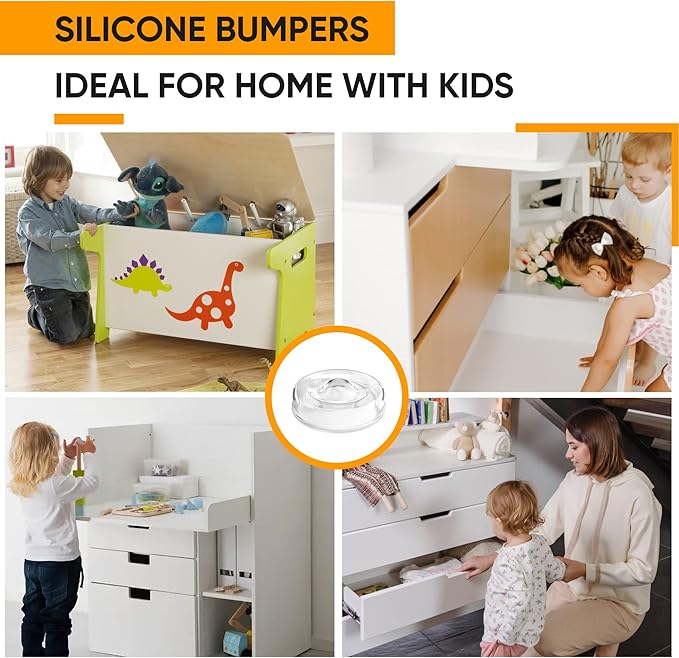 256 Self Adhesive Cabinet Door Bumpers โ Sticky Clear Silicone Rubber Pads for Furniture Drawers, Kitchen Cabinets, Decor, Wall Protection โ Vellax