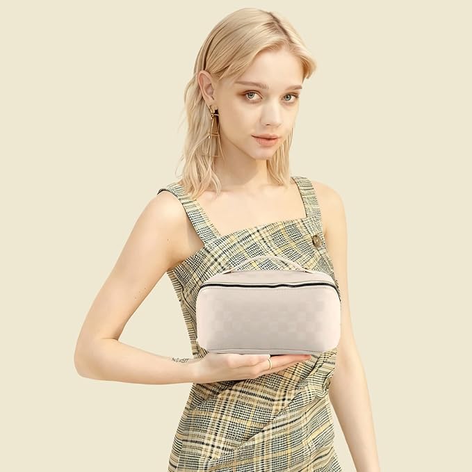 Travel Makeup Bag,Large Capacity Cosmetic Bags for Women,Waterproof Portable Pouch Open Flat Toiletry Bag Pattern Makeup Bag