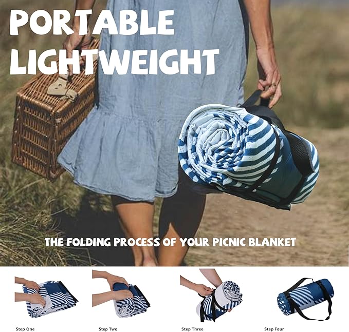 Extra Large Picnic Blankets 80x80 Portable Oversized Waterproof Sandproof Outdoor Beach Blanket Camping Grass Mat Giant Overlanding Car Rv Essential Glamping Accessories Yard Rug Family Dad Day Gift