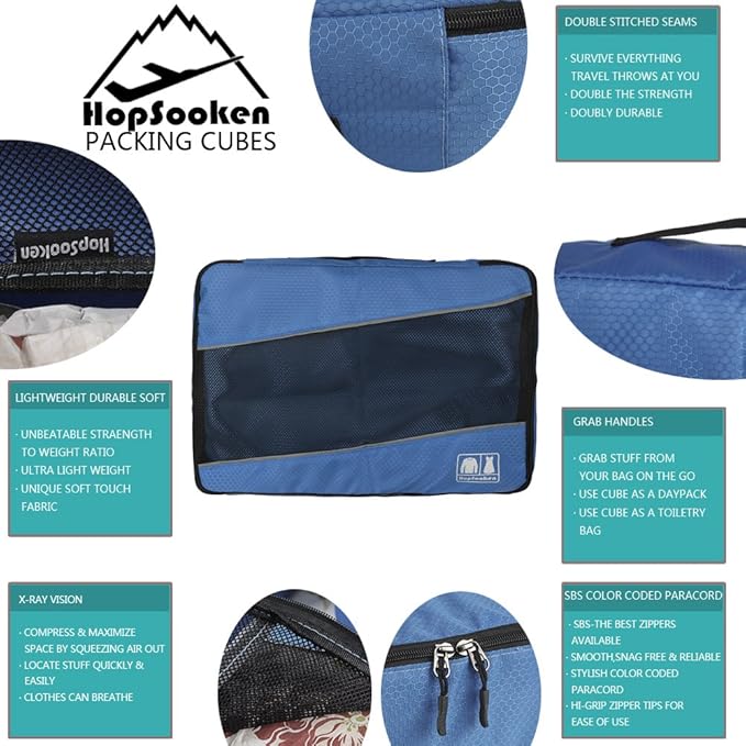 5 Set Packing Cubes for Travel Large Suitcase Luggage Organizer Bags Travel Accessories Vacation 4 Cubes 1 Laundry Pouch Bag