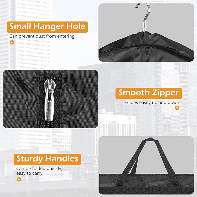 MISSLO 65" Long Garment Bags for Travel Dress Bags for Hanging Clothes Waterproof Wedding Dress Cover Traveling Clothing Protectors for Closet Storage 3-Pack for Gowns, Tuxedos, Coats, Black