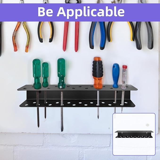 2 Pack Screwdriver Organizer Wall Mounted – Heavy Duty Rustproof Tool Organizer with Durable Design, Space-Saving Storage for Garage, Workshop, Home Workbench